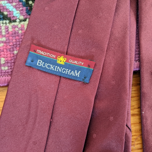 Buckingham Silky Maroon Red Solid Color Tie - Picture 5 of 5